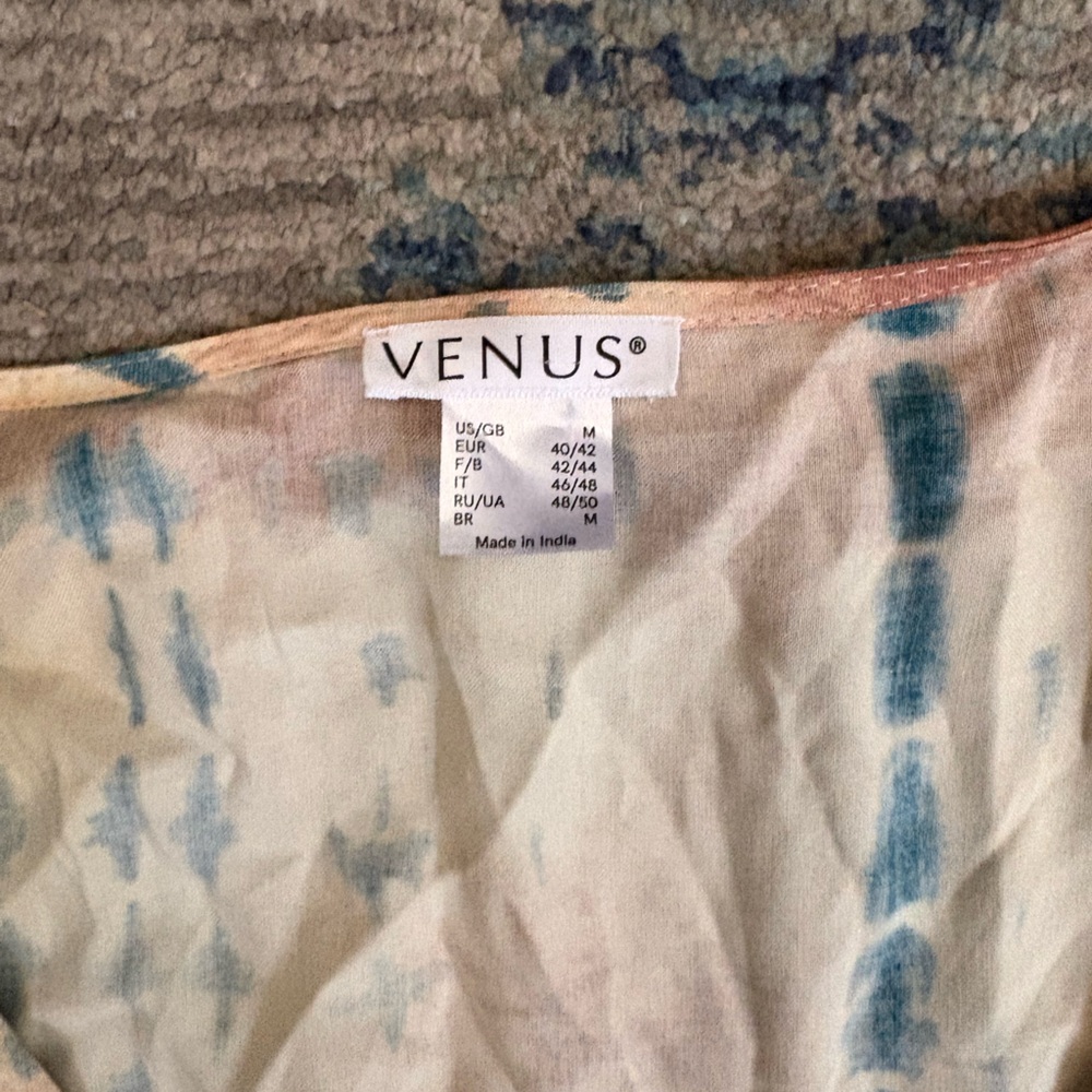 VENUS Tie-Dye Bell Sleeve Blouse - Cream and Brown - Picture 2 of 2